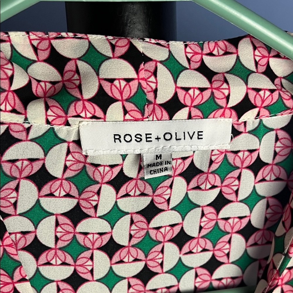 Rose & Olive Geometric Pink and Green Women's Jacket - Picture 2 of 5